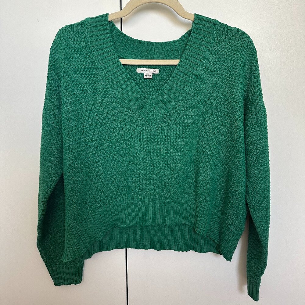American Eagle V-Neck Cropped Sweater - Size S